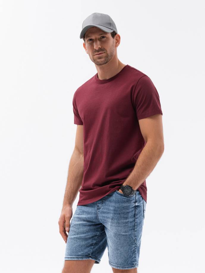 T-shirt męski bawełniany BASIC - bordowy V10 S1370