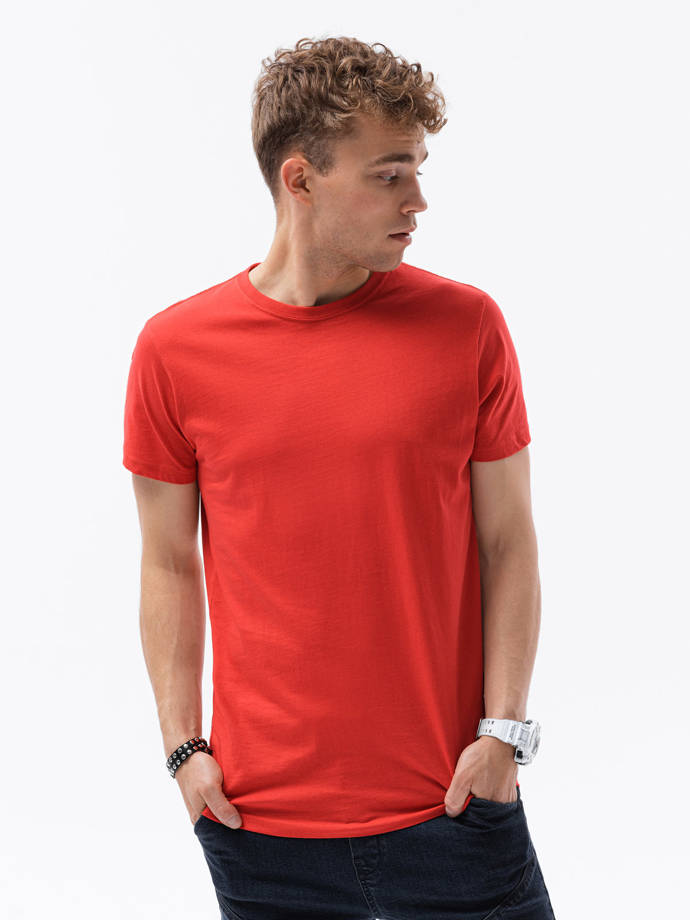 T-shirt męski bawełniany BASIC - czerwony V14 S1370