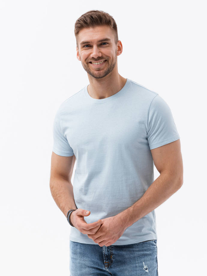 T-shirt męski bawełniany BASIC - jasnoniebieski V19 S1370