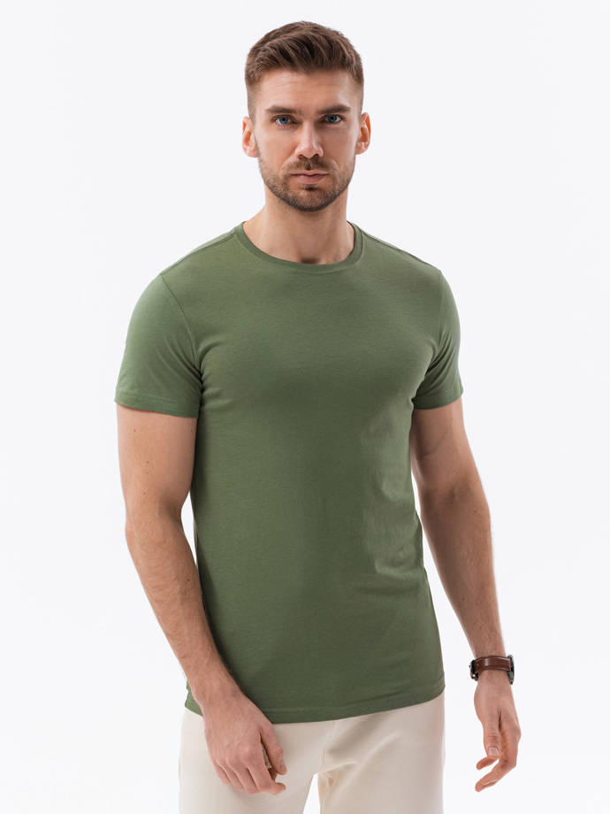 T-shirt męski bawełniany BASIC - khaki V6 S1370