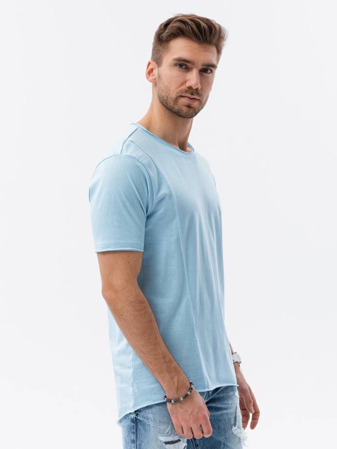 T-shirt męski bawełniany - jasnoniebieski S1378
