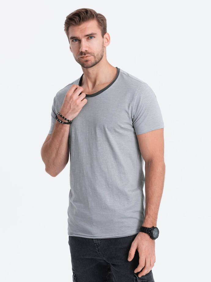 T-shirt męski bawełniany - szary V1 S1385