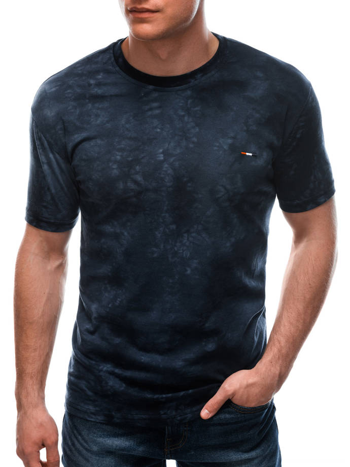 T-shirt męski bez nadruku S1657 - granatowy