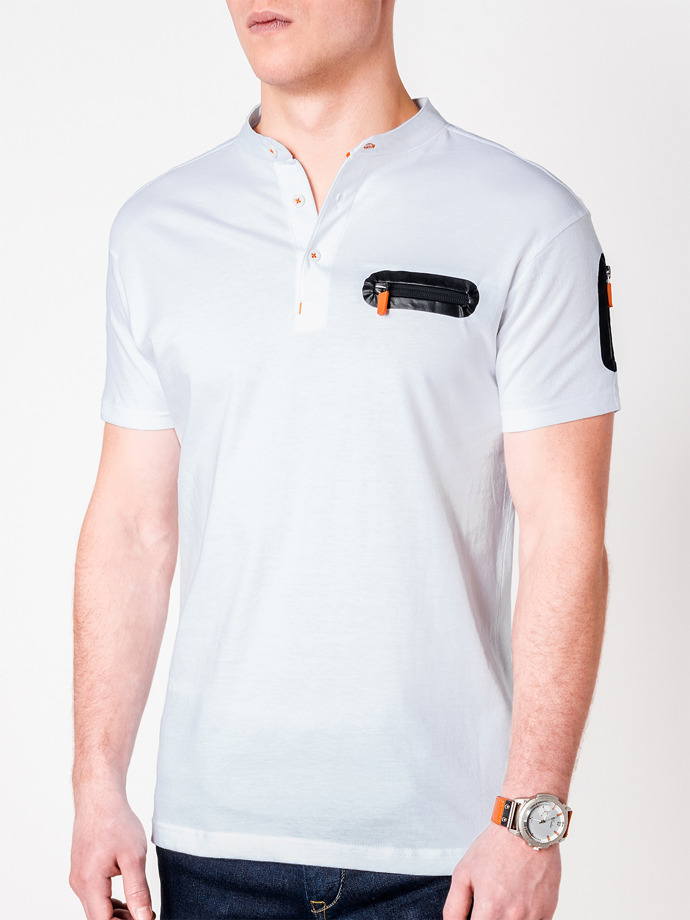 T-shirt męski bez nadruku S665 - biały