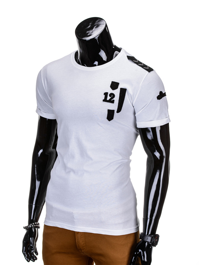 T-shirt męski bez nadruku S701 - biały