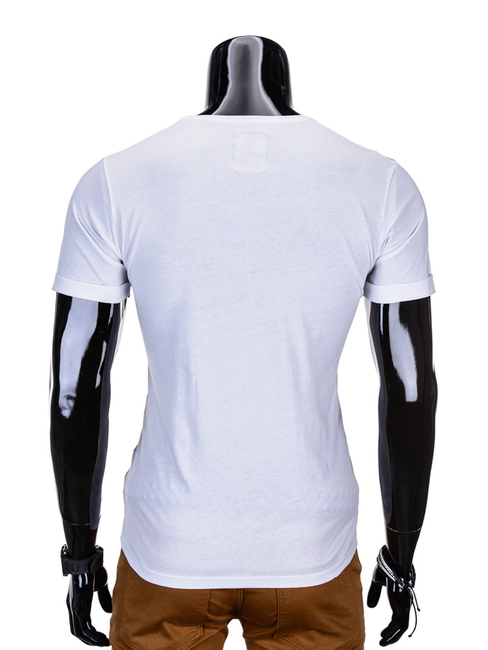 T-shirt męski bez nadruku S724 - biały