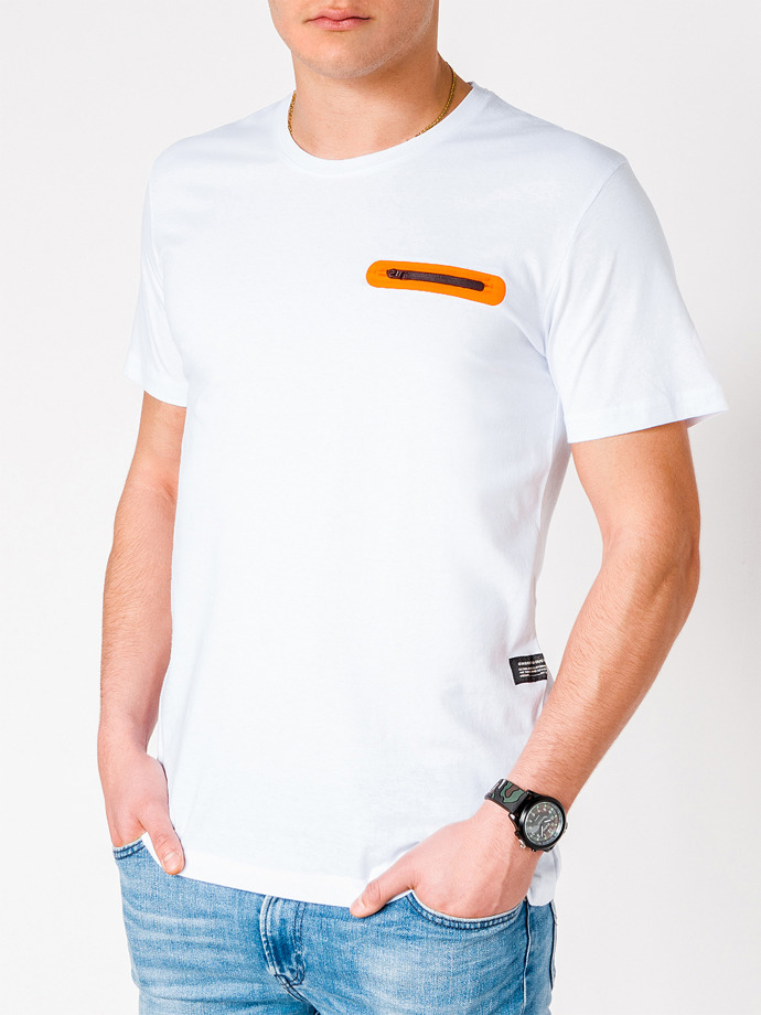 T-shirt męski bez nadruku S824 - biały