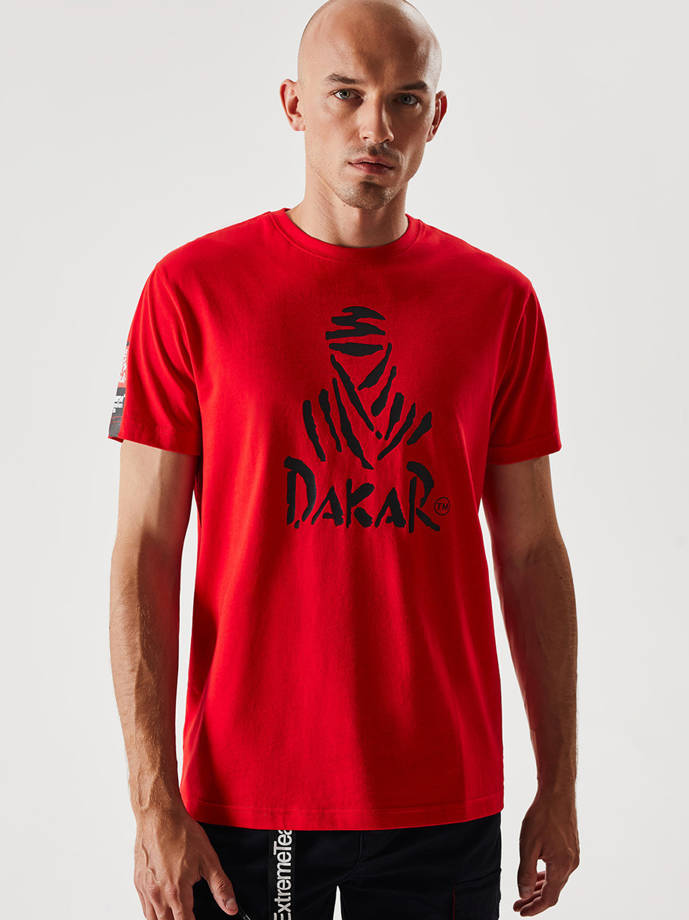 T-shirt męski z nadrukiem DKR 0122 S1834 - czerwony