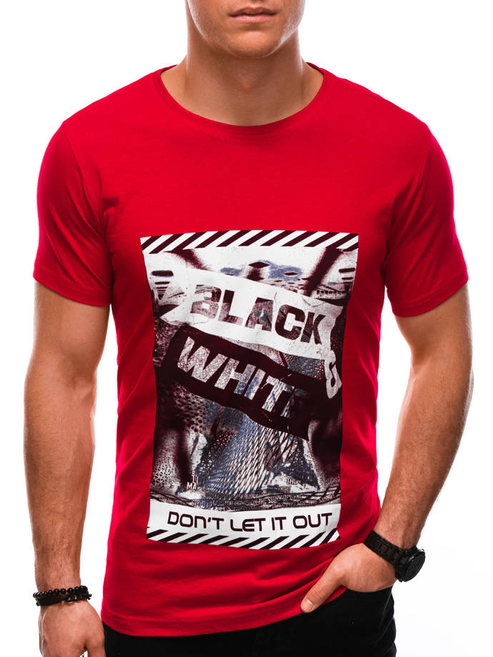 T-shirt męski z nadrukiem S1427 - czerwony