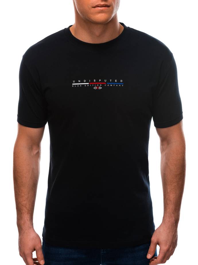 T-shirt męski z nadrukiem S1570 - czarny