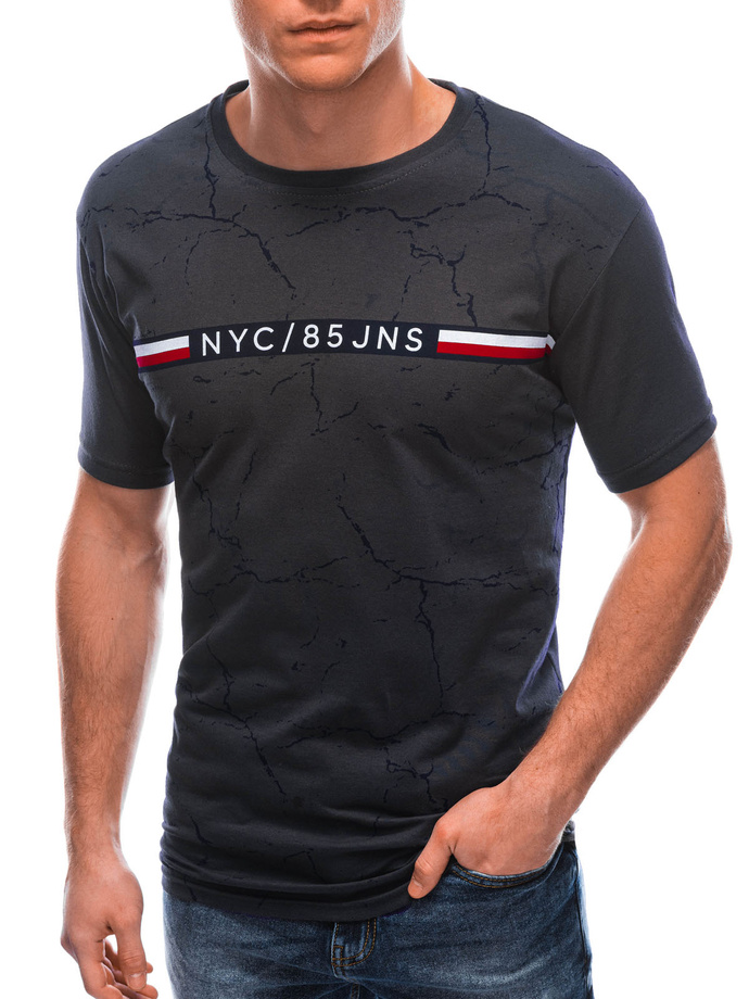 T-shirt męski z nadrukiem S1771 - grafitowy