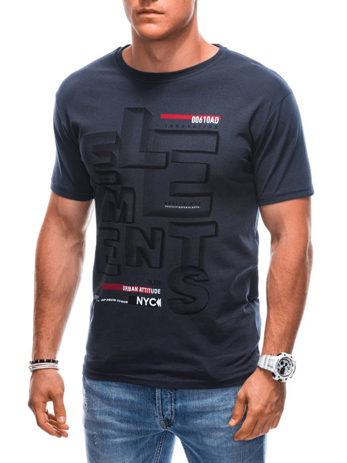 T-shirt męski z nadrukiem S1884 - grafitowy