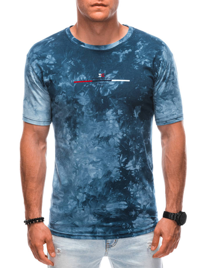 T-shirt męski z nadrukiem S1907 - niebieski