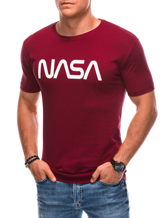 T-shirt męski z nadrukiem S1911 - ciemnoczerwony