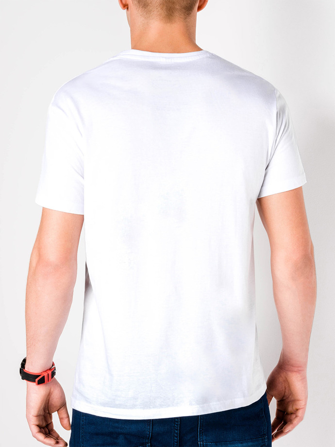 T-shirt męski z nadrukiem S611 - biały