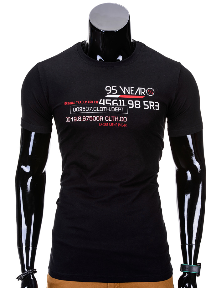 T-shirt męski z nadrukiem S759 - czarny