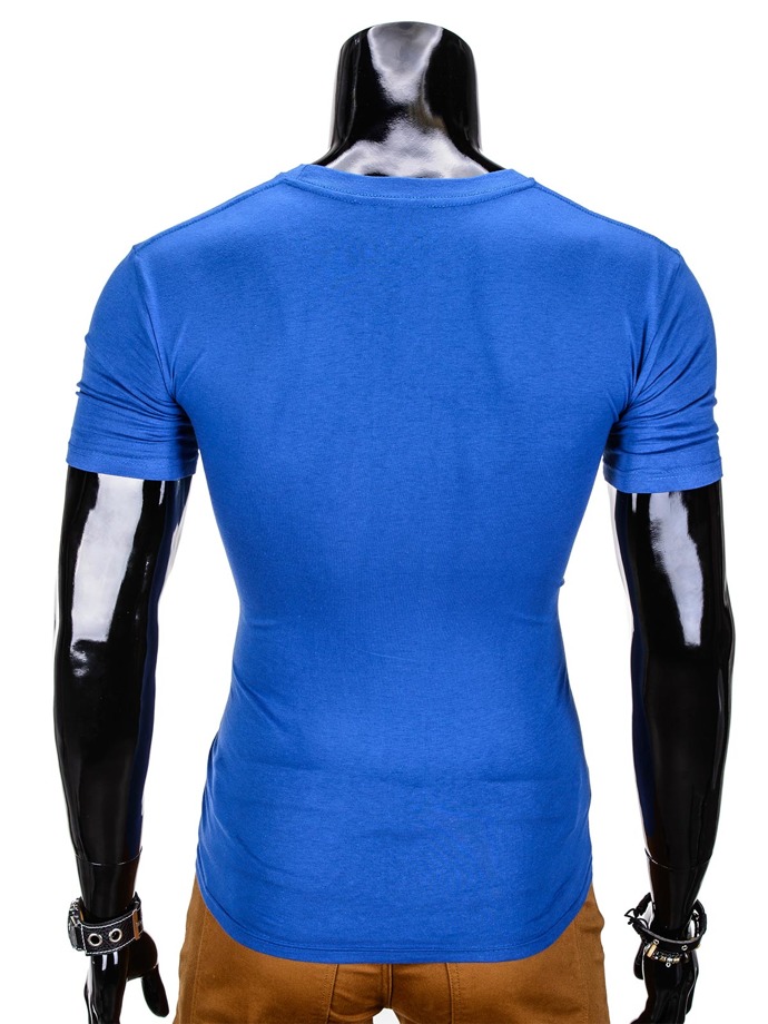 T-shirt męski z nadrukiem S840 - niebieski