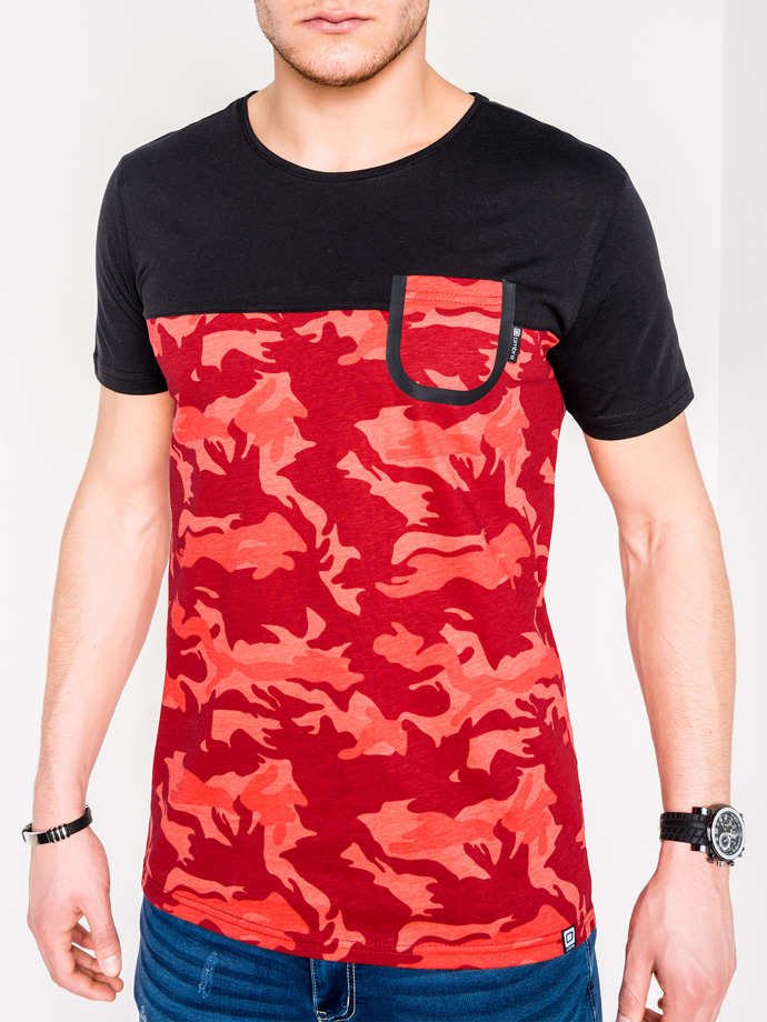 T-shirt męski z nadrukiem - czerwonymoro S1007