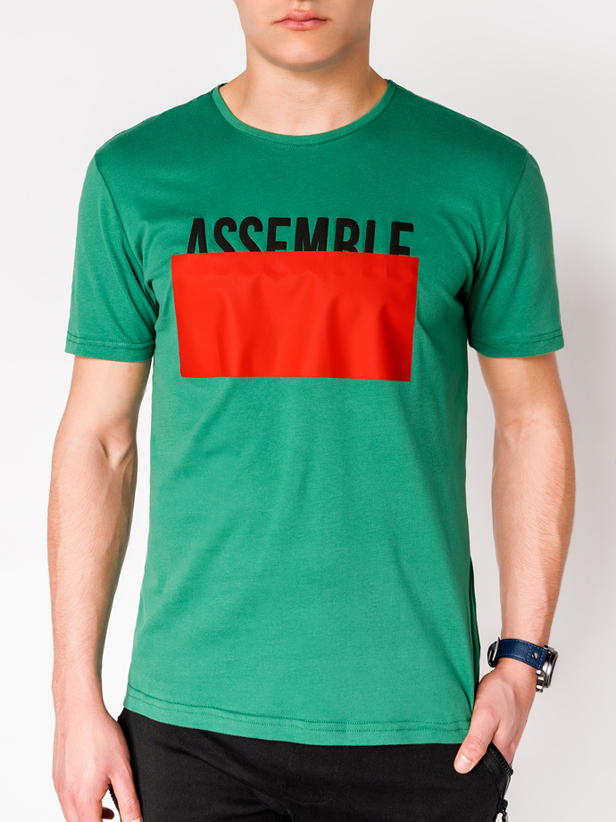 T-shirt męski z nadrukiem - zielony S924